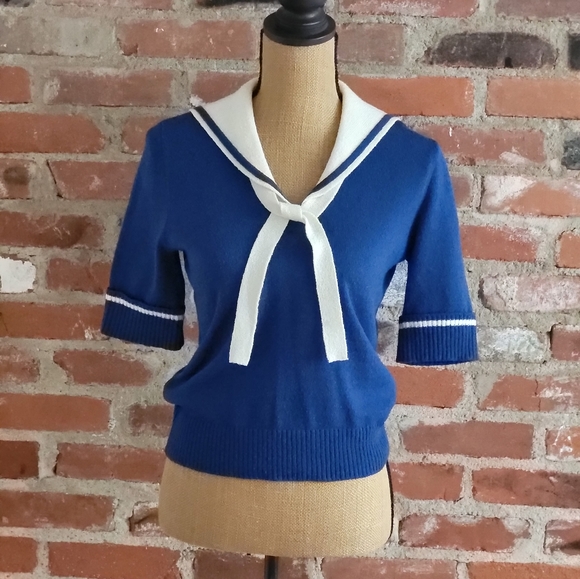 James Kenrob by Dalton vintage acrylic Sailor Sweater size 10 - Picture 2 of 8